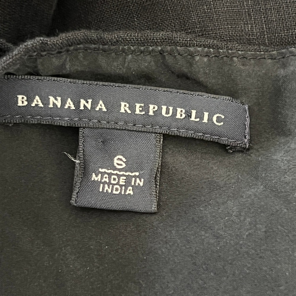 Banana Republic Linen Empire‎ Waist Dress Womens 6 Pleated Sleeveless Black Midi - Picture 4 of 8